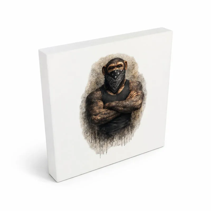 Drei coole Affen nichts sprechen Holzbild in 10x10 cm zum Stellen oder Aufhängen