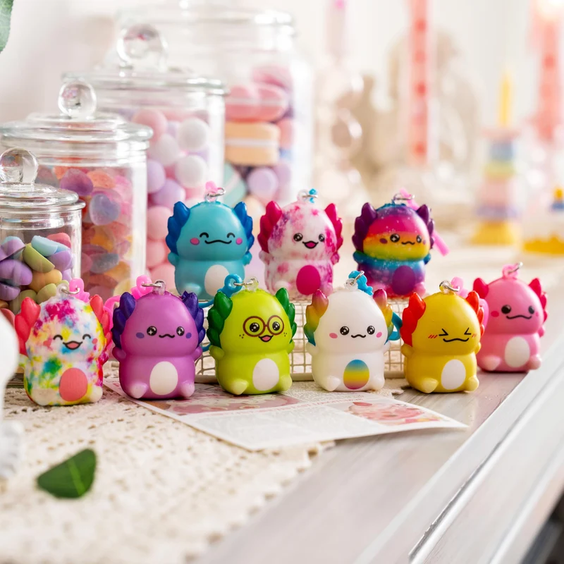 28 Pcs Valentine’s Day Axolotl Toys with Backpack Cards
