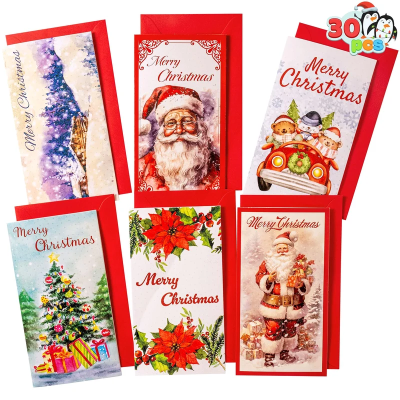 30 PCS Christmas Classic Money Cards with Envelopes