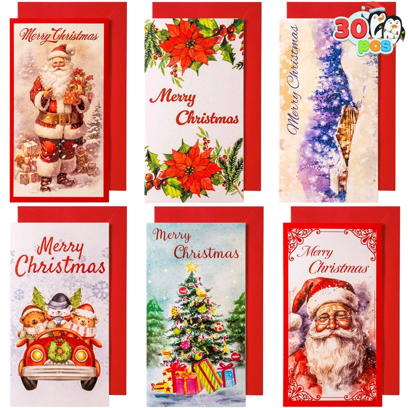 30 PCS Christmas Classic Money Cards with Envelopes