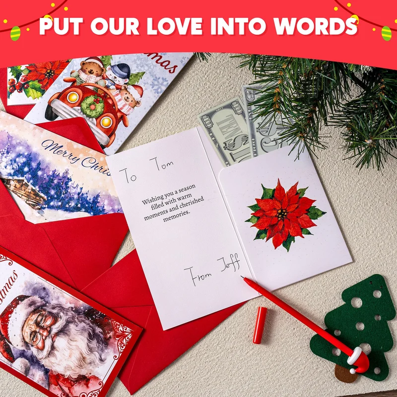 30 PCS Christmas Classic Money Cards with Envelopes