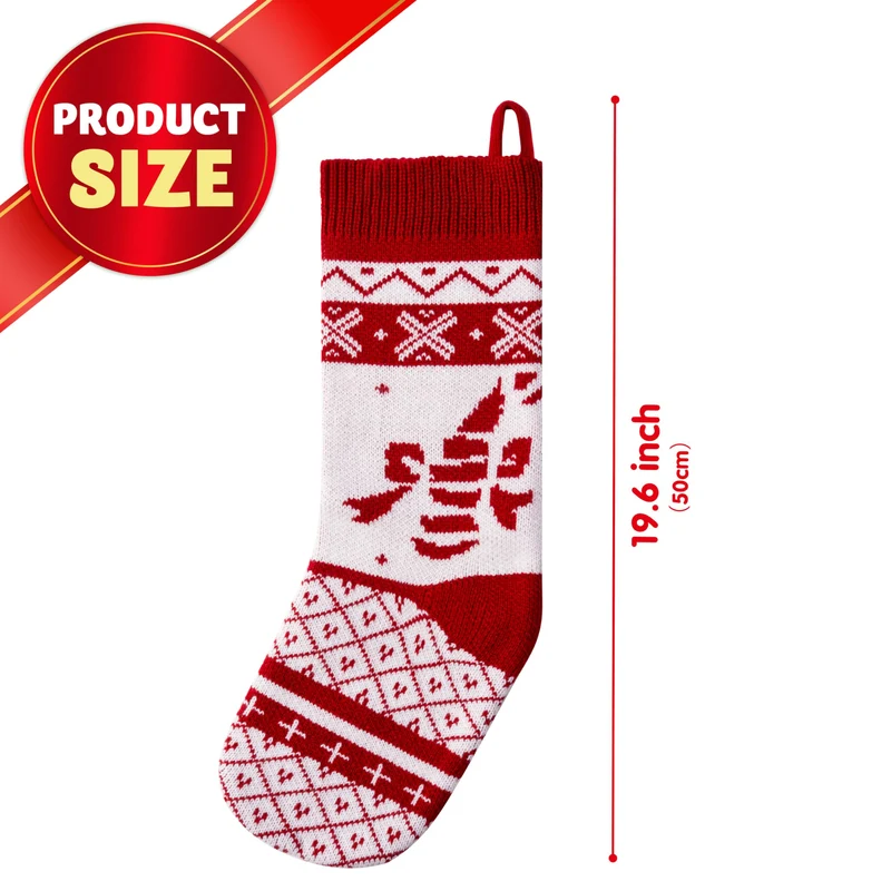 3 Pack 18" white classic Knit Christmas Stockings