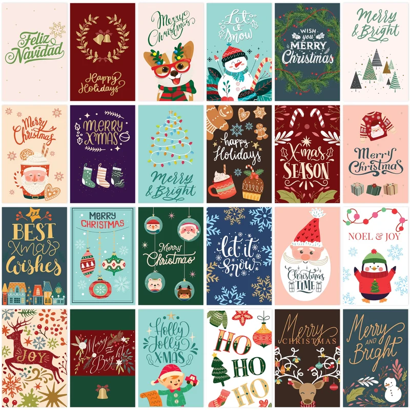 24 PCS Christmas Cards with Envelopes and Stickers