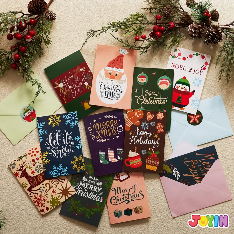 24 PCS Christmas Cards with Envelopes and Stickers