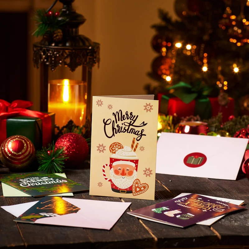 24 PCS Christmas Cards with Envelopes and Stickers