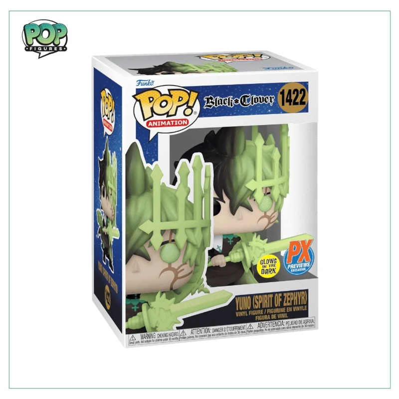 Yuno (Spirit of Zephyr) #1422 (Glow in the Dark) Funko Pop! - Black Clover - PX Previews Exclusive