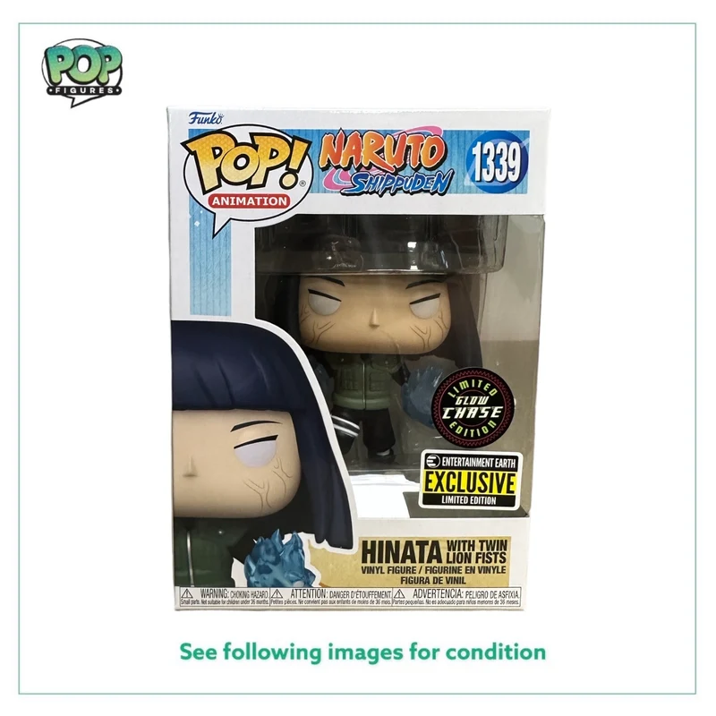 Hinata with Twin Lion Fists #1339 (Glow Chase) Funko Pop! - Naruto Shippuden - Entertainment Earth Exclusive - Condition 8/10