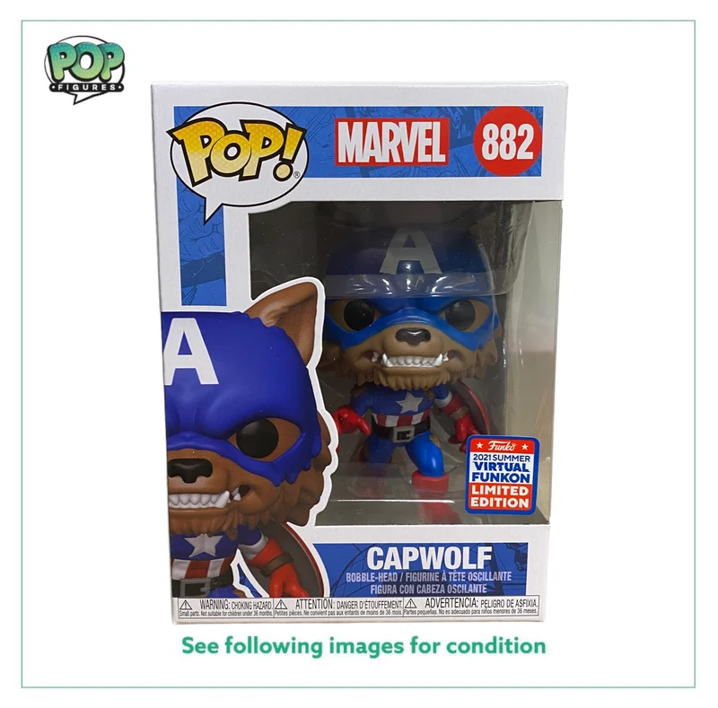 Capwolf #882 Funko Pop! - Marvel - Virtual Funkon 2021 Official Convention Exclusive - Condition 9.5/10