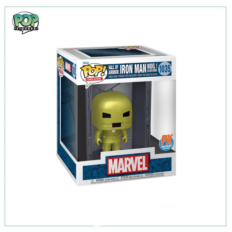 Iron Man Model 1 Golden Armor (Metallic) #1035 Deluxe Funko Pop! - Marvel - Hall Of Armor - PX Previews Exclusive