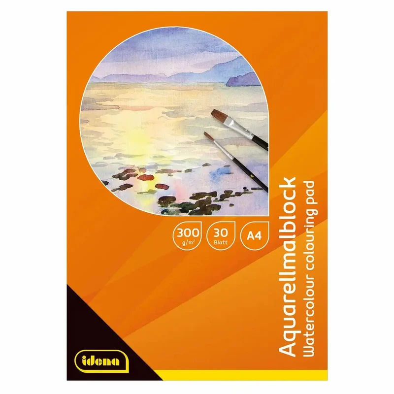 Idena Aquarellmalblock 300g/m² kopfgeleimt DIN A4 30 Blatt