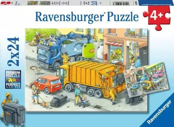 Müllabfuhr und Abschleppwagen – Ravensburger Puzzle 2x24 Teile