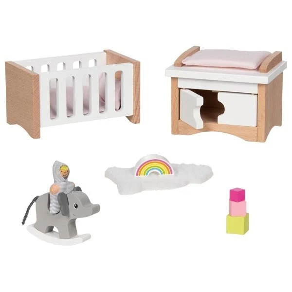 Goki Puppenhaus Zubehör Babyzimmer Style aus Holz ab 3 Jahren