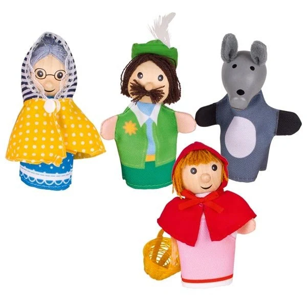 Fingerpuppenset Rotkäppchen aus Holz und Textil