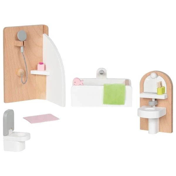 Goki Puppenhaus Zubehör Badezimmer Style aus Holz und Textil
