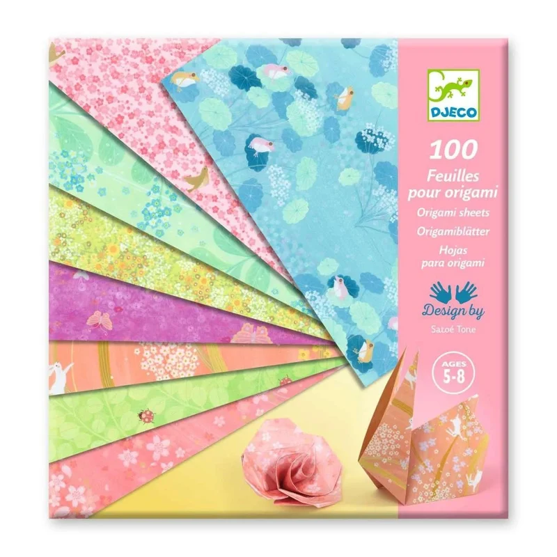 Djeco Origami Papiersammlung Haru – 100 Blätter mit Frühlingsmotiven