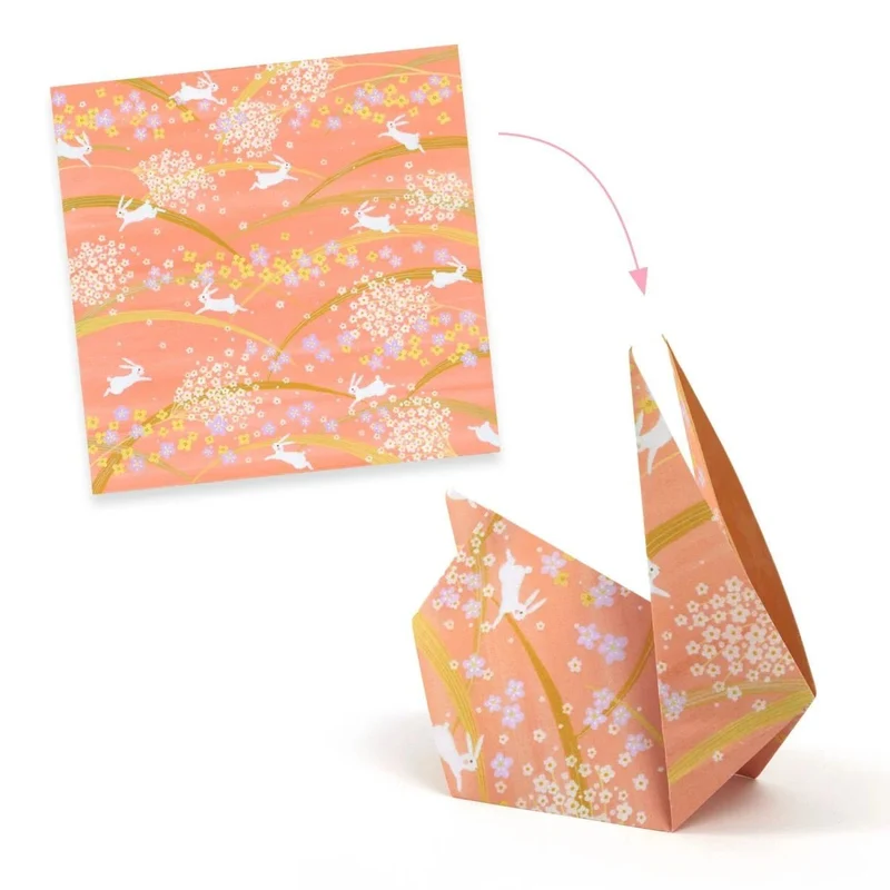 Djeco Origami Papiersammlung Haru – 100 Blätter mit Frühlingsmotiven