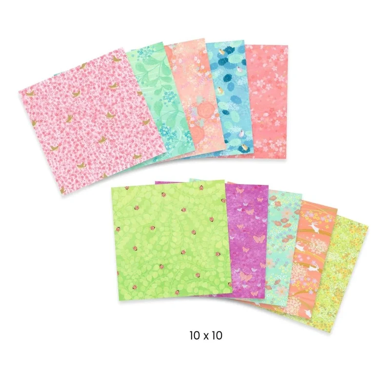 Djeco Origami Papiersammlung Haru – 100 Blätter mit Frühlingsmotiven