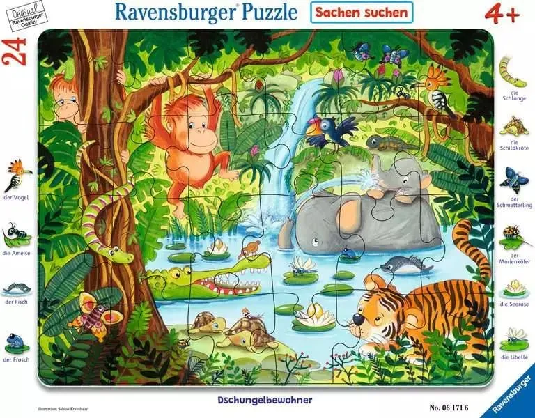 Dschungelbewohner Kinderpuzzle – Ravensburger Rahmenpuzzle 24 Teile