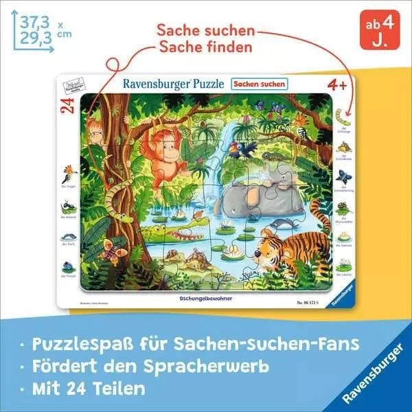 Dschungelbewohner Kinderpuzzle – Ravensburger Rahmenpuzzle 24 Teile