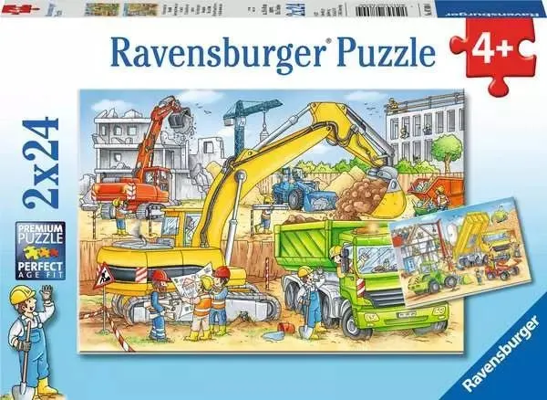 Puzzle ab 4 Jahren – Baustelle mit Bagger und 2x24 Teilen