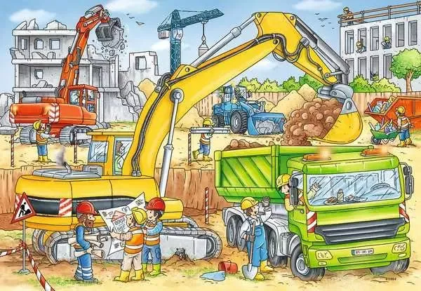Puzzle ab 4 Jahren – Baustelle mit Bagger und 2x24 Teilen