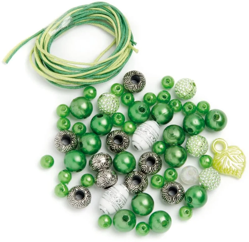 Perlen Set grün/weiß – Kreatives Schmuck Bastelset
