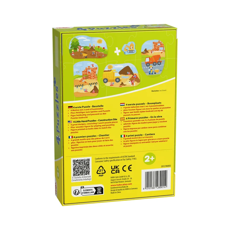 HABA 4 erste Puzzles – Baustelle Lernpuzzle ab 2 Jahren