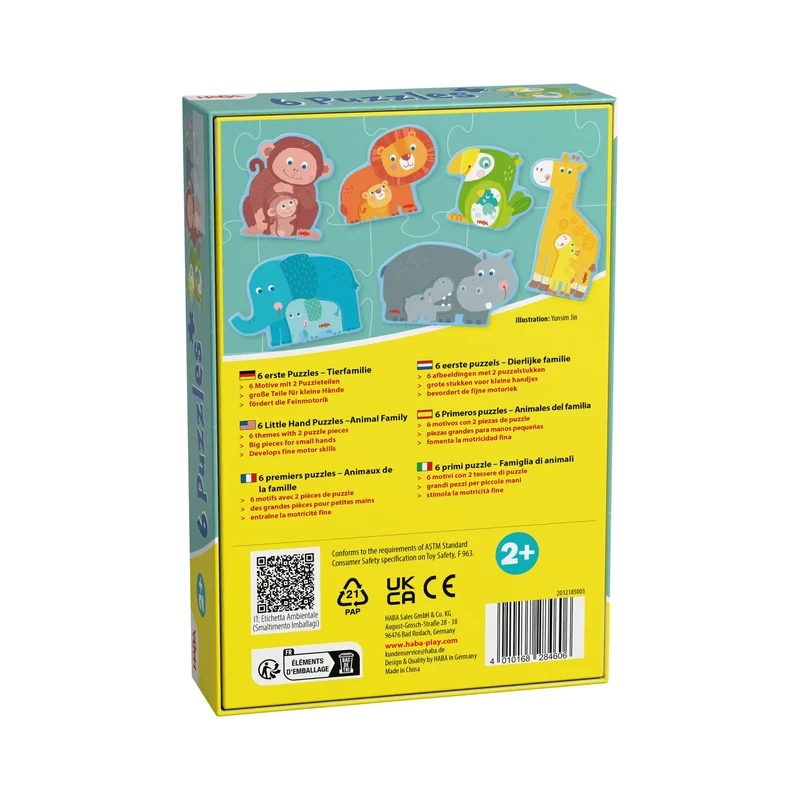 HABA 6 erste Puzzles – Tierfamilie Puzzle ab 2 Jahren