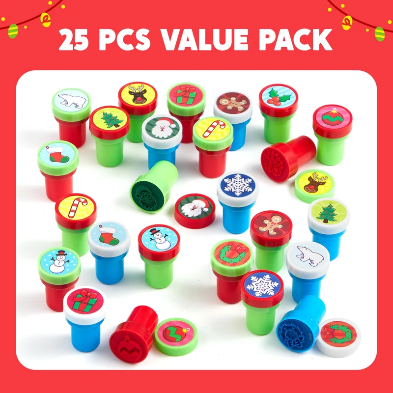 25 PCS Christmas Rubber Stamps for Kids Gift