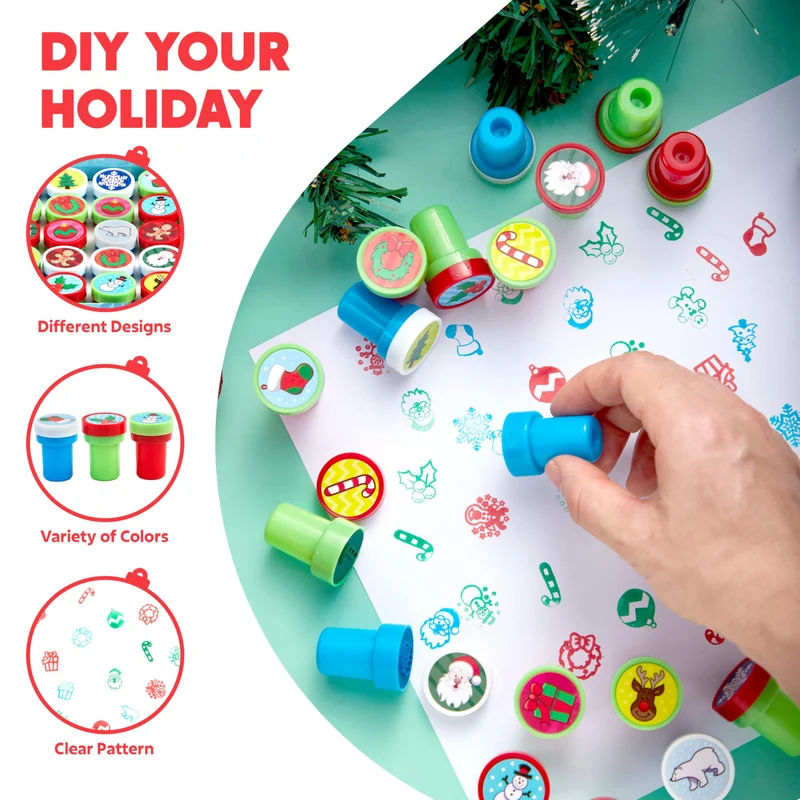 25 PCS Christmas Rubber Stamps for Kids Gift
