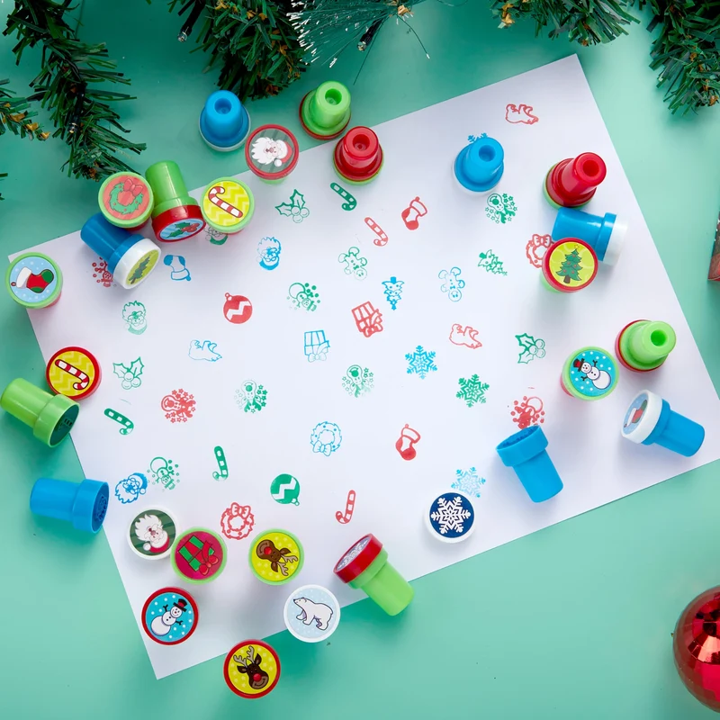 25 PCS Christmas Rubber Stamps for Kids Gift