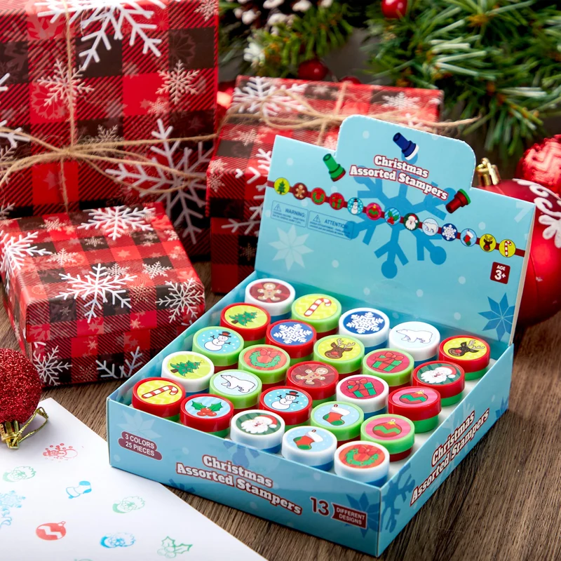 25 PCS Christmas Rubber Stamps for Kids Gift