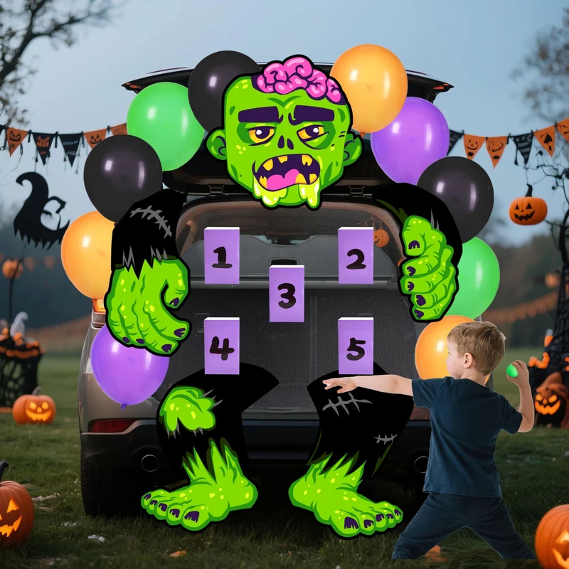 Halloween Trunk or Treat Kit Zombie Toss Game Theme Decorations
