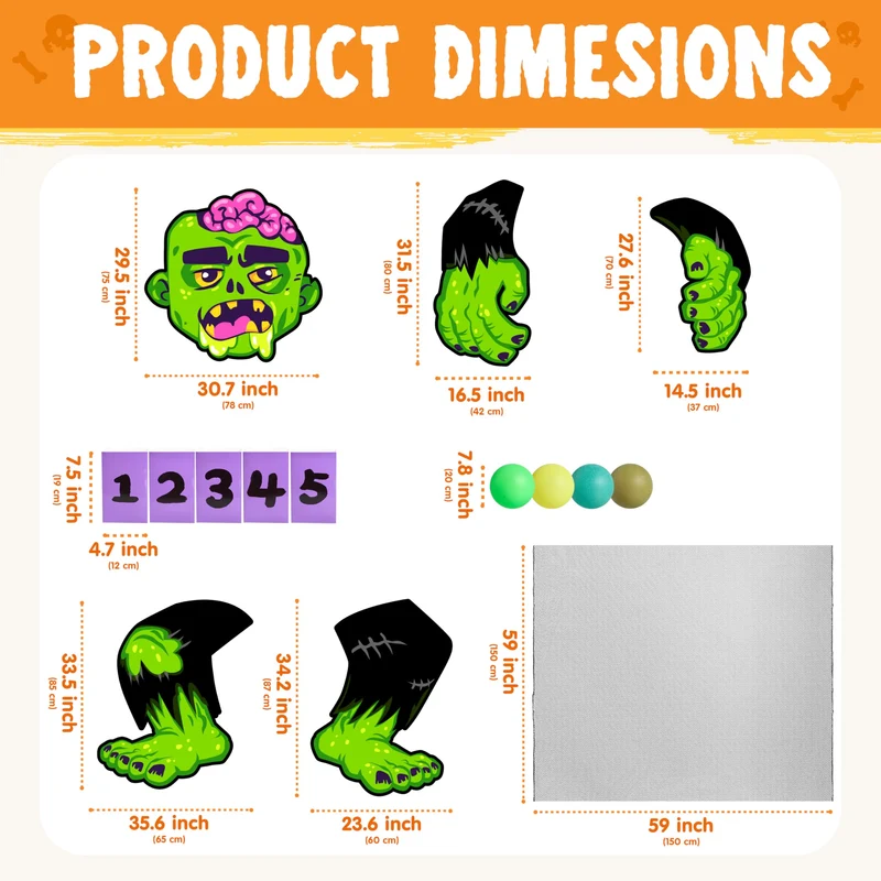 Halloween Trunk or Treat Kit Zombie Toss Game Theme Decorations
