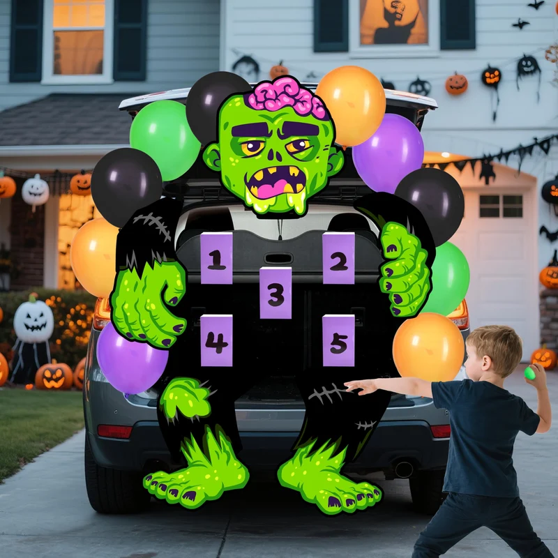 Halloween Trunk or Treat Kit Zombie Toss Game Theme Decorations