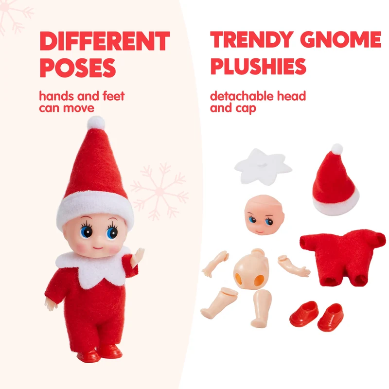 2PCS Christmas Tiny Elf Plush Doll, Red Green