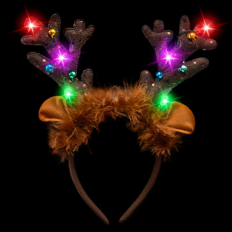 Christmas Light Up Reindeer Headband for Adult Kids