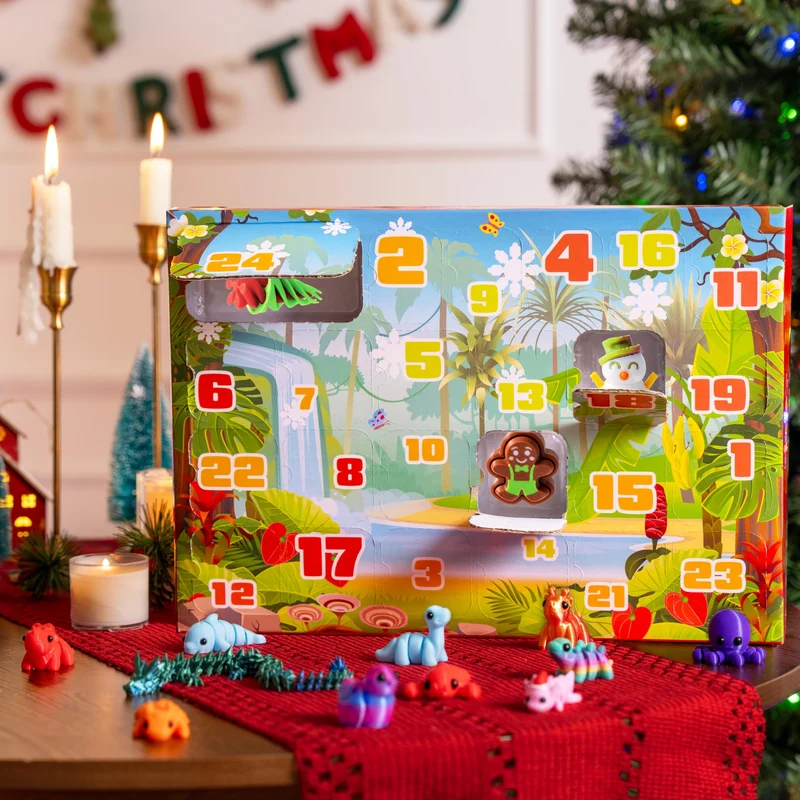 24 Pcs Christmas Advent Calendar 3D Printed Toys