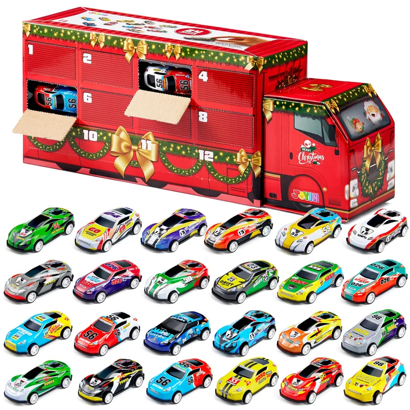 24 Days Christmas Advent Calendar Pull Back Vehicles