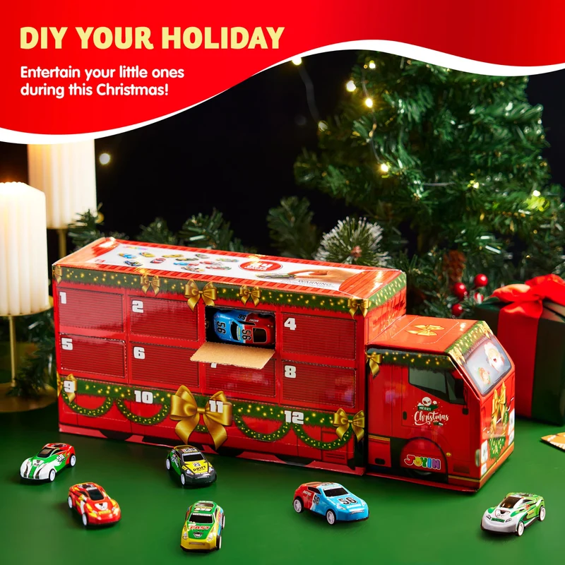 24 Days Christmas Advent Calendar Pull Back Vehicles