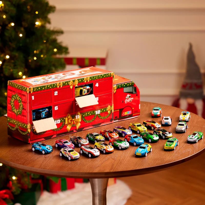 24 Days Christmas Advent Calendar Pull Back Vehicles