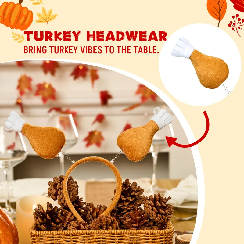 3 Pcs Thanksgiving Turkey Leg Headbopper Accessories