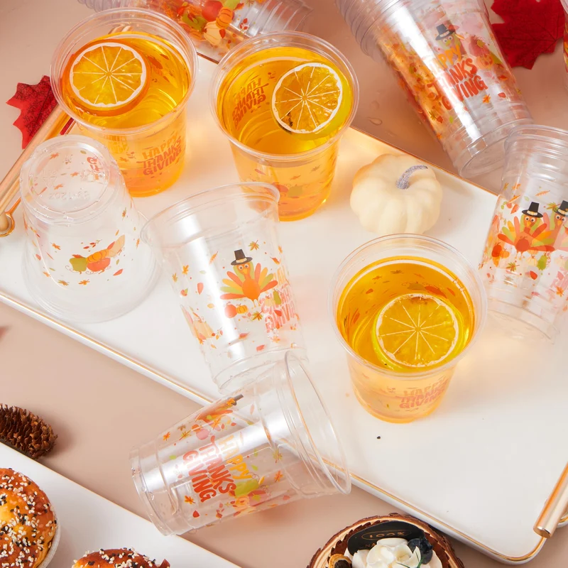 50 Pcs Thanksgiving Plastic Cups Disposable