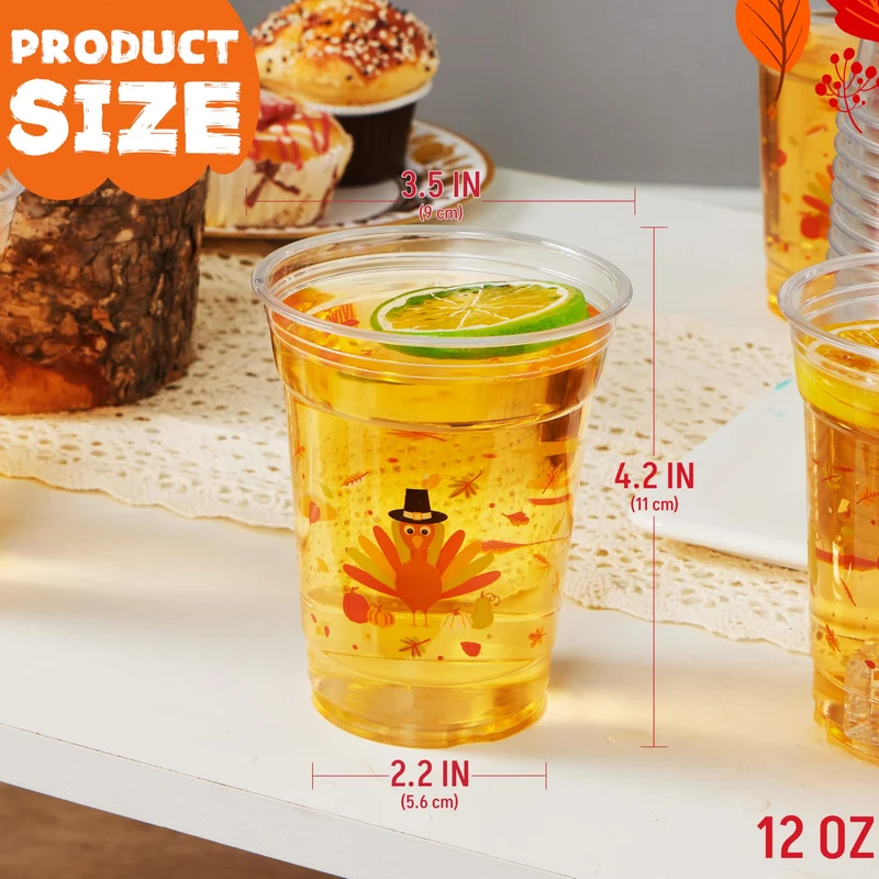 50 Pcs Thanksgiving Plastic Cups Disposable