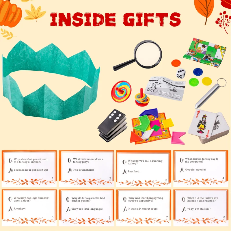 8 Pack Turkey Thanksgiving No Snap Party Favor
