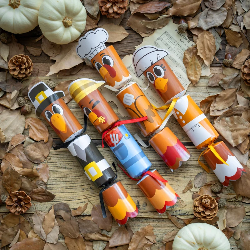 8 Pack Turkey Thanksgiving No Snap Party Favor