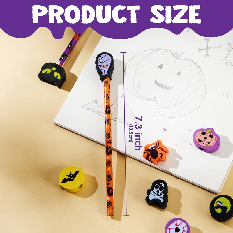 108PCS Halloween Pencils with Erasers Stationery Set