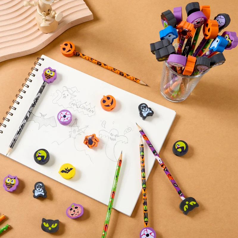 108PCS Halloween Pencils with Erasers Stationery Set