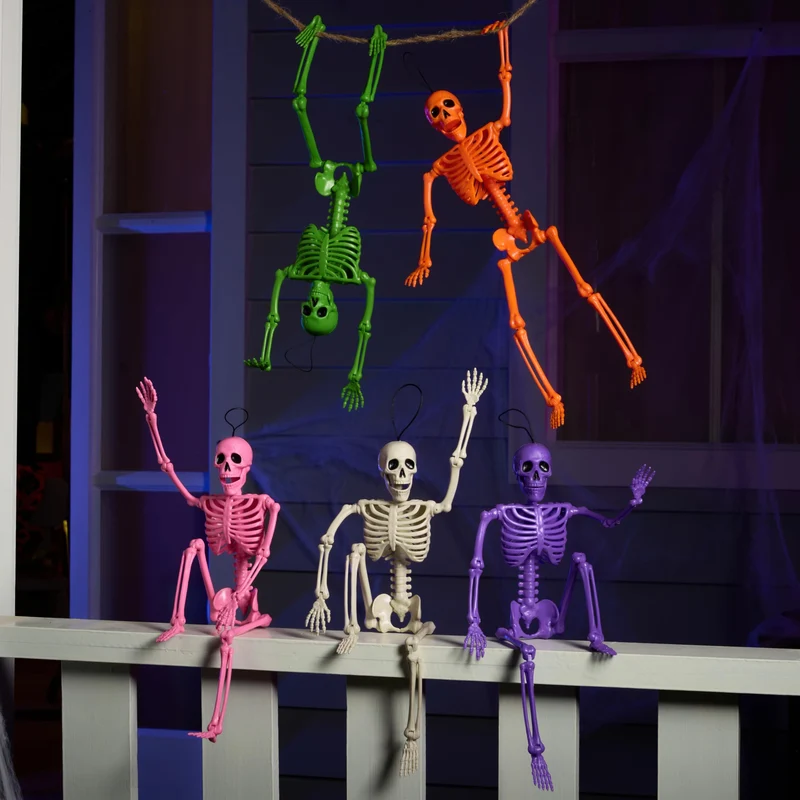 5 PCS Posable Halloween Skeleton Decor 16 Inches