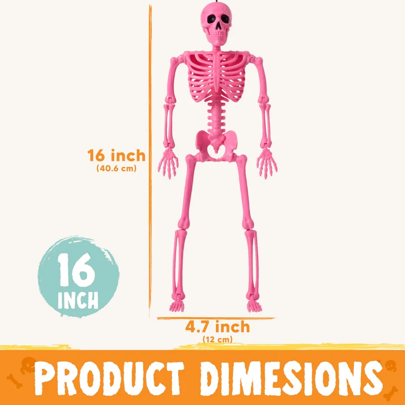 5 PCS Posable Halloween Skeleton Decor 16 Inches